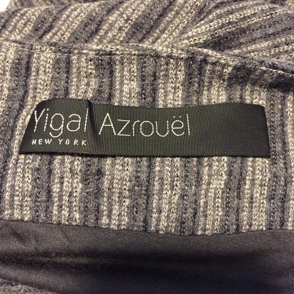 Yigal Azrouel Gray Stripe Ruched Wool Skirt | 3 - Picture 6 of 8